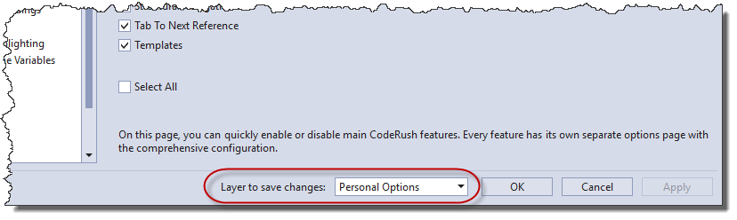 OptionsQuickSetupPersonalOptionsHighlightedTornEdge